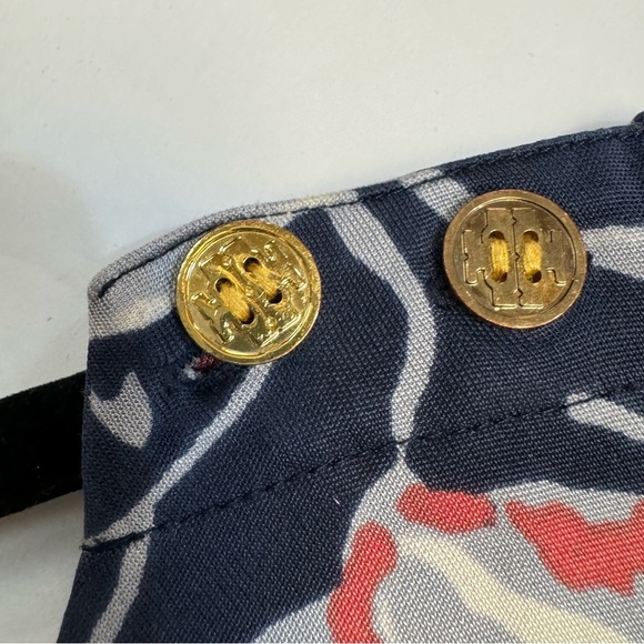 Tory Burch floral sheila silk dress 3/4sleeve midi navy blue coral Hawaiian MED - Picture 12 of 14